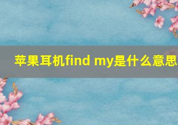 苹果耳机find my是什么意思